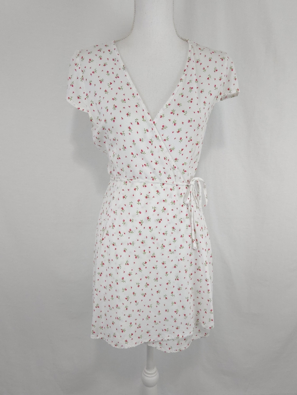 Brandy Melville Women's Robbie Floral Print Wrap Mini Dress